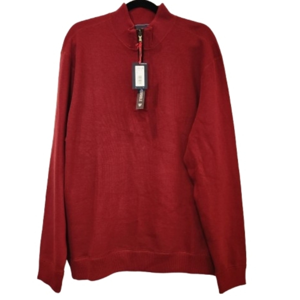 NWT Cremieux Reversible 1/4 Zip Pomegranate/Dark Gray Inside Size L Modal/Cotton